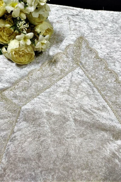 Velvet Single Prayer Rug French Lace Cappuccino - Modazone (1)