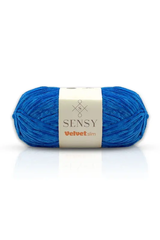 Velvet Slim Hand Knitting Yarn Blanket Yarn Sweater Yarn Baby Blanket Yarn Velvet Yarn Amigurumi Yarn - Sax Blue - 1