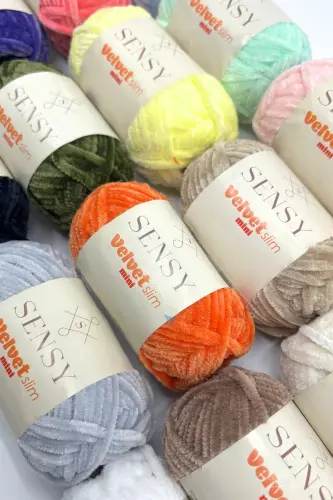 Velvet Slim Mini Kutu Örgü İpliği Kadife İp Amigur - 7