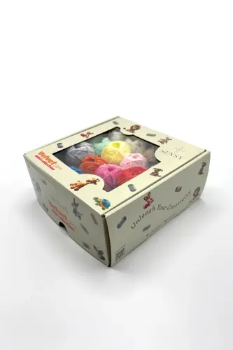 Velvet Slim Mini Kutu Örgü İpliği Kadife İp Amigurumi İpliği 16 Adet El Örgü İpliği - Çok Renkli - 4