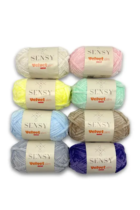 Velvet Slim Mini Paket Örgü İpliği Kadife İpliği Amigurumi İpliği Set Pastels-Pastels - 4