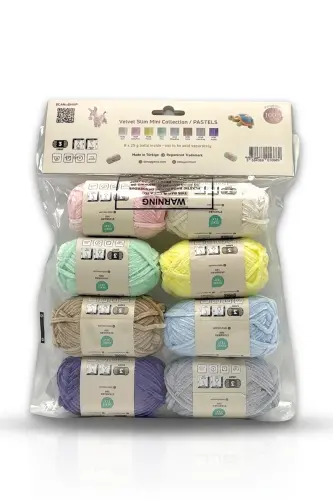 Velvet Slim Mini Paket Örgü İpliği Kadife İpliği A - 1