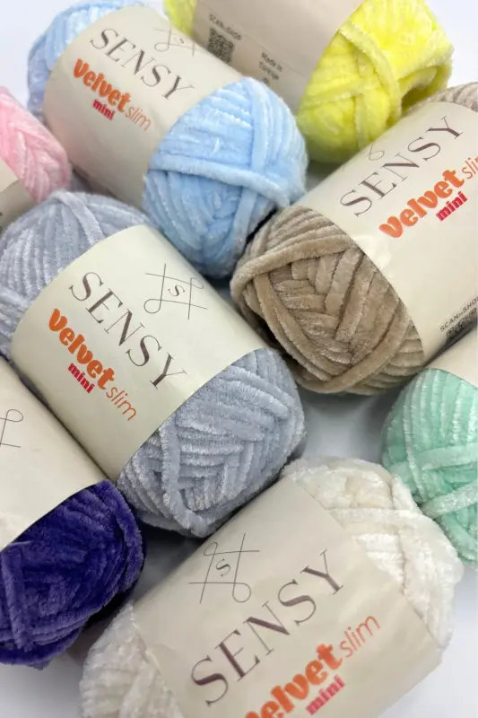 Velvet Slim Mini Paket Örgü İpliği Kadife İpliği A - 6