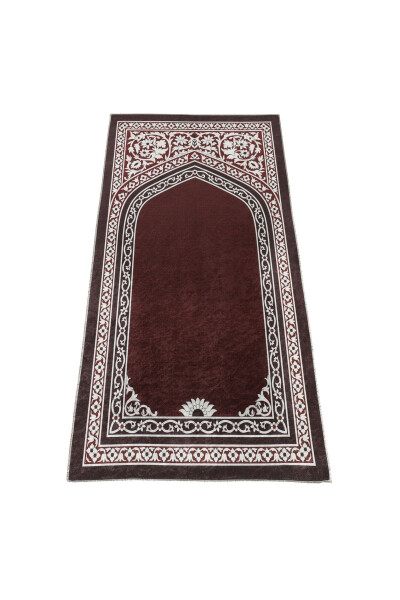 Velvet Textured 65x120Cc Printed Pattern Painless Prayer Rug - 1