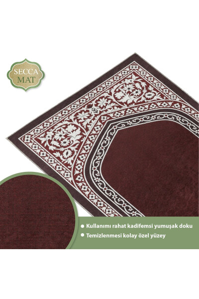 Velvet Textured 65x120Cc Printed Pattern Painless Prayer Rug - 2