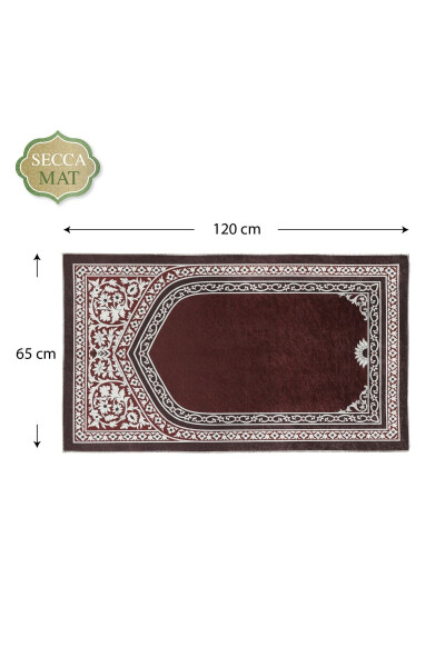 Velvet Textured 65x120Cc Printed Pattern Painless Prayer Rug - 3