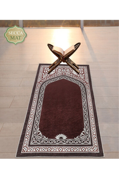 Velvet Textured 65x120Cc Printed Pattern Painless Prayer Rug - 4