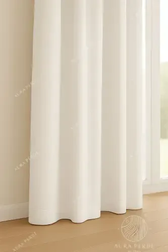 Velvet Textured Extrafor Pleated White High Quality Curtain Aura Curtain, Adjustable Pleated Curtain-White - 4