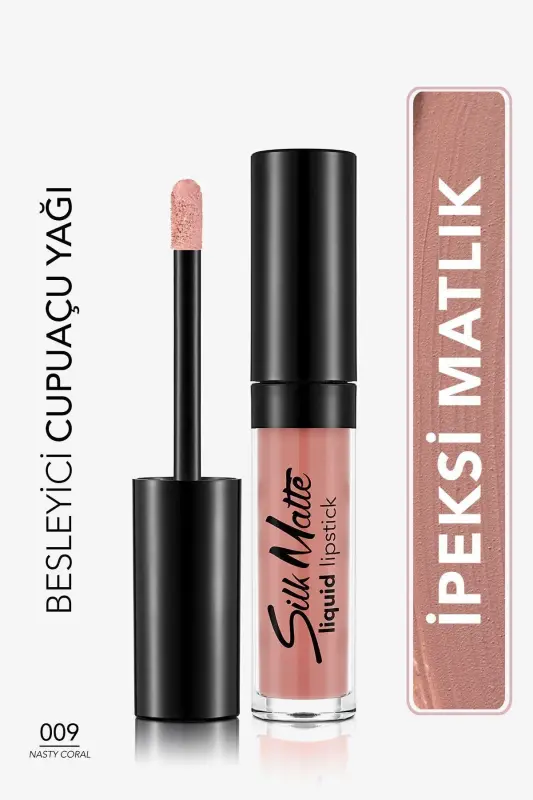 Velvet Touch Liquid Matte Lipstick - Silk Matte Liquid Lipstick - 009 NASTY CORAL - 8690604505364-009 NASTY CORAL - 1