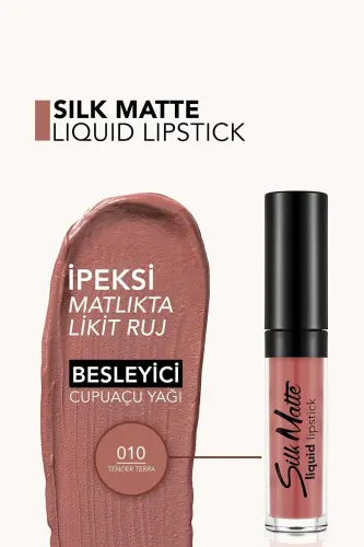 Velvet Touch Liquid Matte Lipstick - Silk Matte Liquid Lipstick - 010 TENDER TERRA - 8690604505371-010 TENDER TERRA - 4