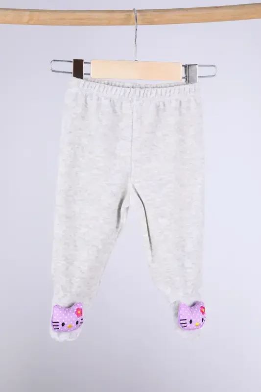 Velvet Toyed Baby Boy Girl Kid Trousers Hello Kitty-Smoked - 2