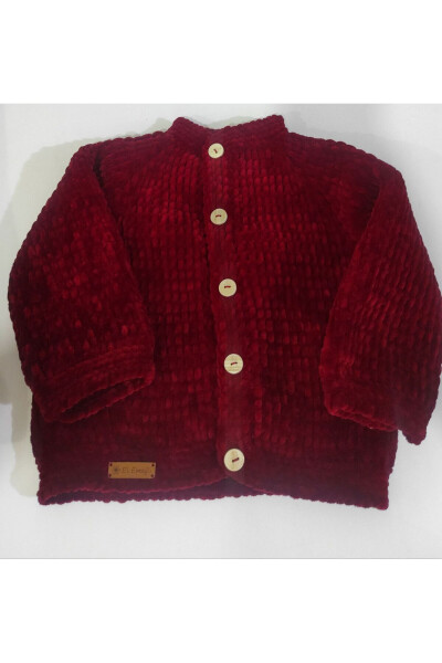 Velvet yarn children's cardigan - 1