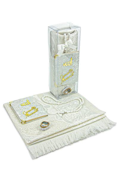 Velvet Yasin Book, Prayer Rug and Crystal Plastic Tasbih Set for Birthdays and Mother's Day - 7