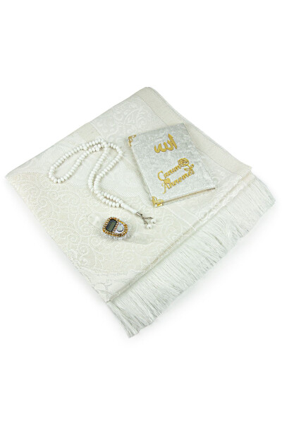 Velvet Yasin Book, Prayer Rug and Crystal Plastic Tasbih Set for Birthdays and Mother's Day - 8