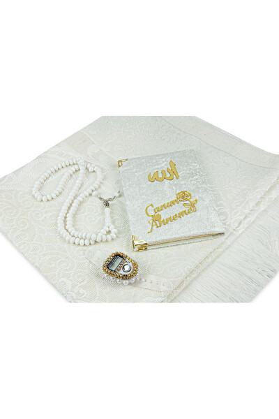Velvet Yasin Book, Prayer Rug and Crystal Plastic Tasbih Set for Birthdays and Mother's Day - 9