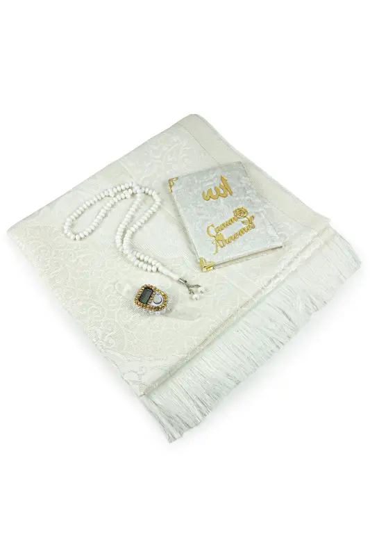Velvet Yasin Book, Prayer Rug and Crystal Plastic Tasbih Set for Birthdays and Mother's Day - 4