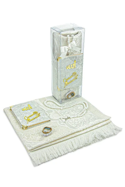Velvet Yasin Book, Prayer Rug and Crystal Plastic Tasbih Set for Birthdays and Mother's Day - 1