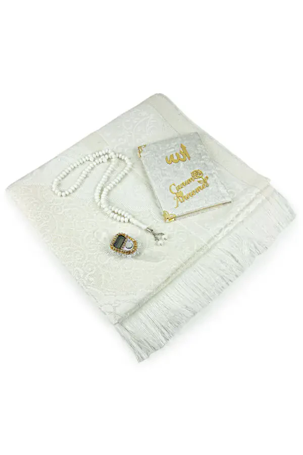 Velvet Yasin Book, Prayer Rug and Crystal Plastic Tasbih Set for Birthdays and Mother's Day - 2