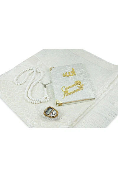 Velvet Yasin Book, Prayer Rug and Crystal Plastic Tasbih Set for Birthdays and Mother's Day - 3
