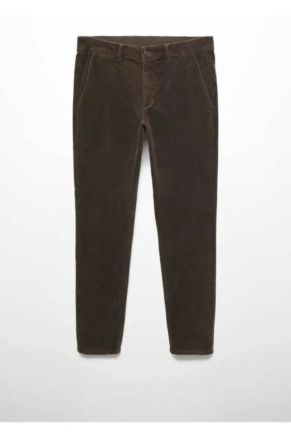 Вельветовые брюки с узким силуэтом и микро-вельветом - 3