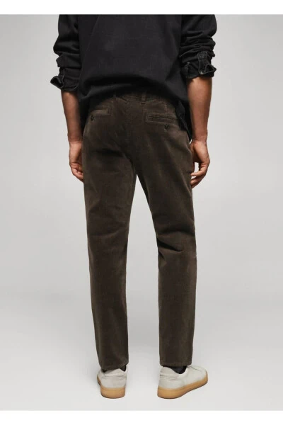 Вельветовые брюки с узким силуэтом и микро-вельветом - 4