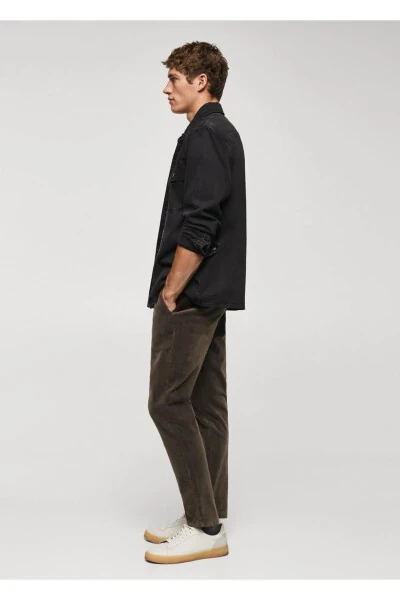 Вельветовые брюки с узким силуэтом и микро-вельветом - 7