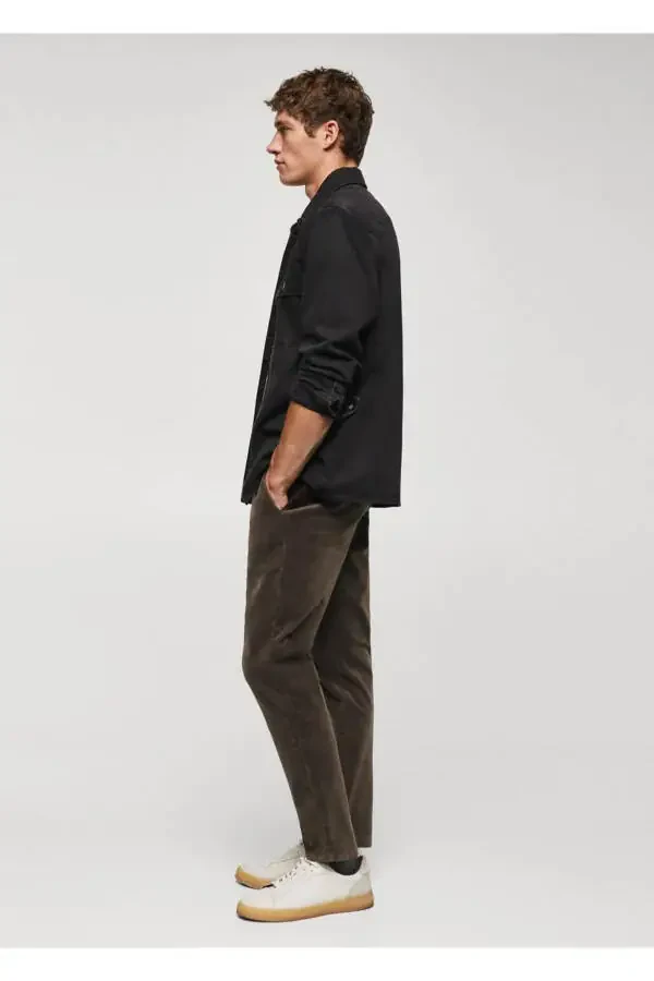 Вельветовые брюки с узким силуэтом и микро-вельветом - 7