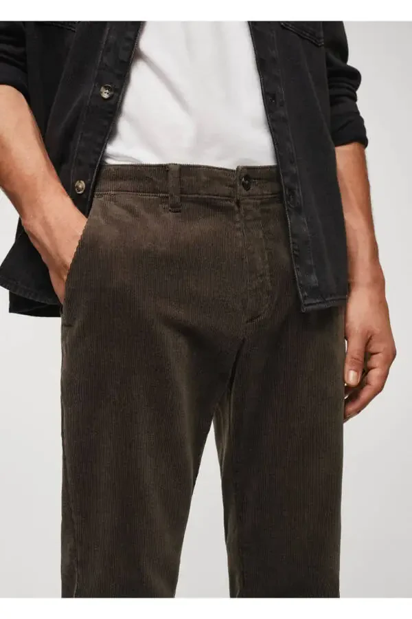 Вельветовые брюки с узким силуэтом и микро-вельветом - 8