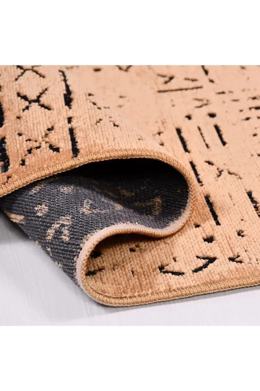 Vena Collection Natural Latex Jacquard Antiallergic Woven Custom Size Carpet Runner - Orange - GENEL MARKALAR