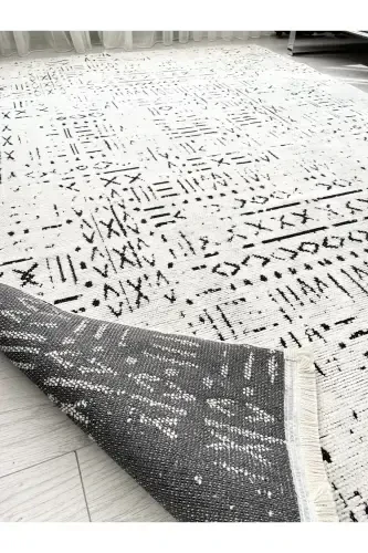 Vena Collection Natural Latex Jacquard Hypoallergenic Woven Custom Size Carpet Runner-White - 1