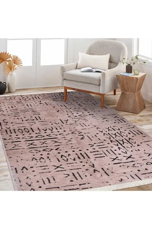 Vena Collection Natural Latex Jacquard Hypoallergenic Woven Custom Size Rug Runner-Beige - CREA HALI