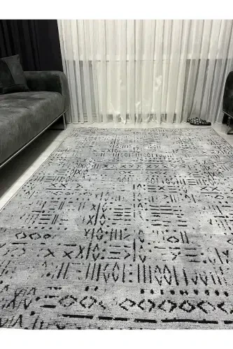 Vena Collection Natural Latex Jacquard Hypoallergenic Woven Custom Size Rug Runner-Gray - 1