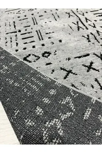 Vena Collection Natural Latex Jacquard Hypoallergenic Woven Custom Size Rug Runner-Gray - CREA HALI (1)