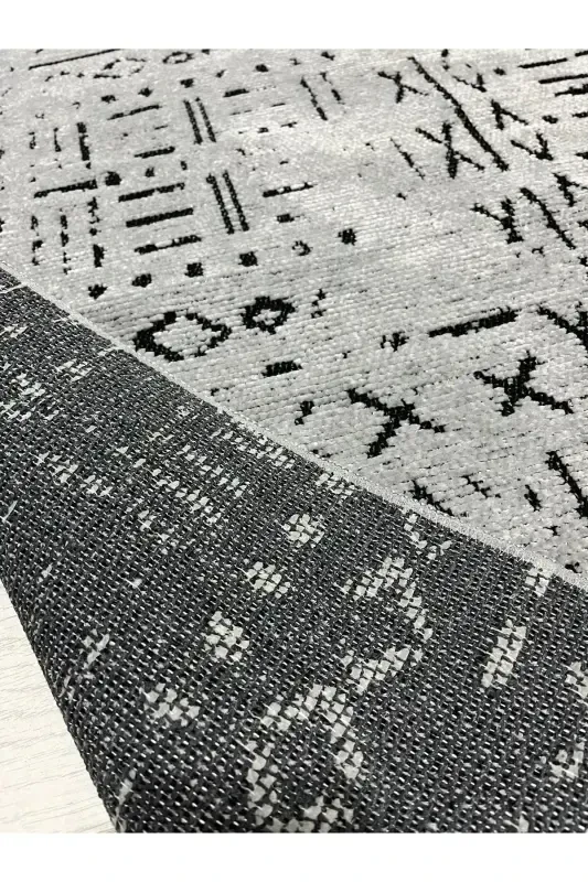 Vena Collection Natural Latex Jacquard Hypoallergenic Woven Custom Size Rug Runner-Gray - 2