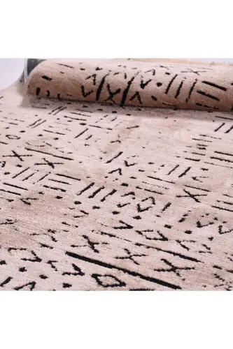 Vena Koleksiyonu Natural Lateks Jakarlı Antialerjik Dokuma Özel Ölçü Halı Yolluk - Bej - 4