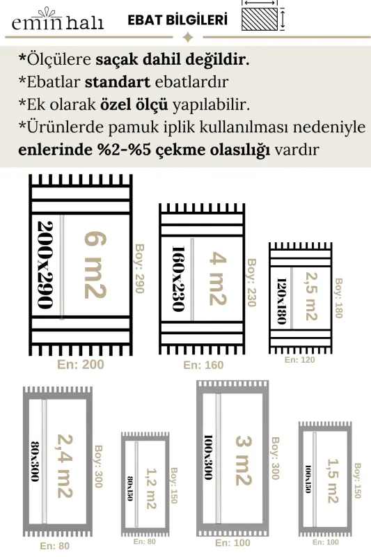 Vena Koleksiyonu Natural Lateks Jakarlı Antialerjik Dokuma Özel Ölçü Halı Yolluk - Bej - 6