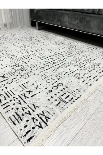 Vena Kolleksiyasi Natural Lateks Jakarli Antiallergik To'quv Maxsus O'lcham Gilam Yo'lak-Oq - 2