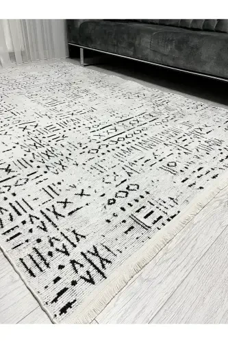 Vena Kolleksiyasi Natural Lateks Jakarli Antiallergik To'quv Maxsus O'lcham Gilam Yo'lak-Oq - CREA HALI (1)