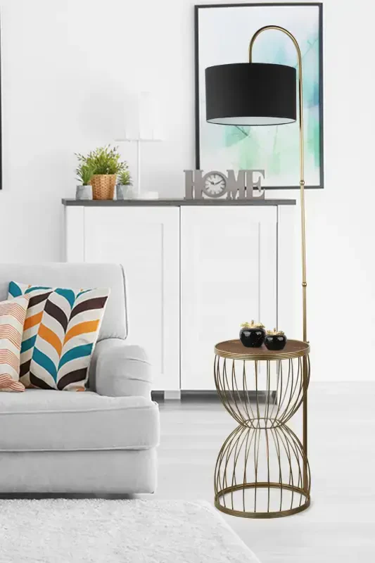 Venezia Sehpa Lambader Eskitme Ceviz Ahşap Siyah Şapka-Eskitme - BEGÜSA