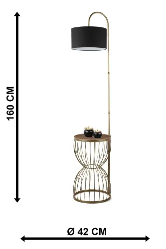 Venezia Coffee Table Floor Lamp Antique Walnut Wood Black Cap - Antique-Walnut-Black - 5