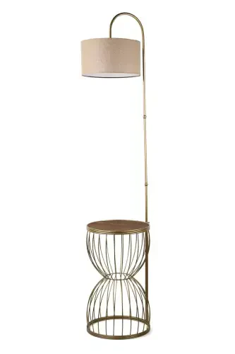 Venezia Floor Lamp Antiqued Walnut Wood Rattan Shade-Antiqued - BEGÜSA (1)