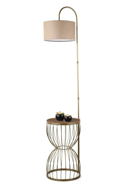 Venezia Floor Lamp Antiqued Walnut Wood Rattan Shade-Antiqued - 3