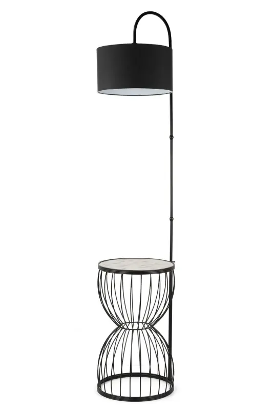 Venezia Floor Lamp Black Marble Wood Black Shade-Black - 2