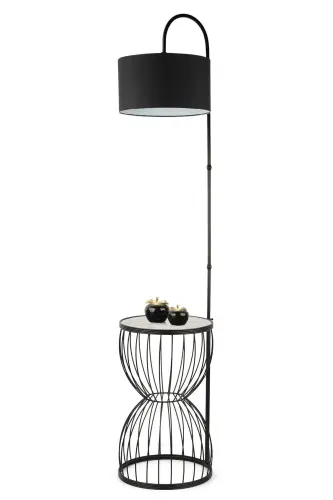 Venezia Floor Lamp Black Marble Wood Black Shade-Black - 3