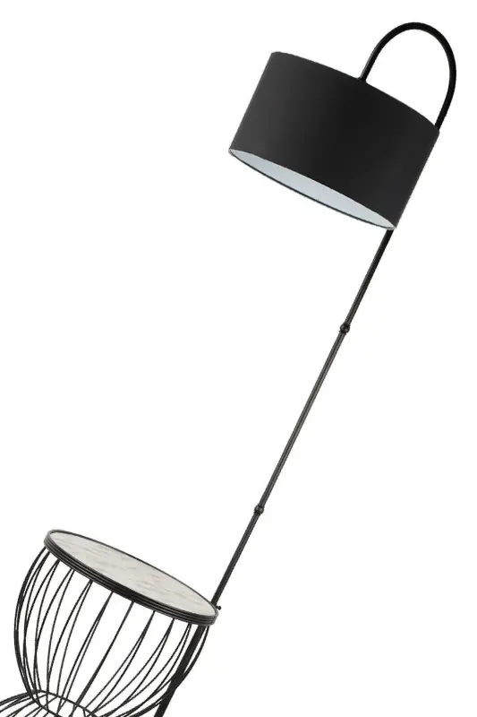 Venezia Floor Lamp Black Marble Wood Black Shade-Black - 4