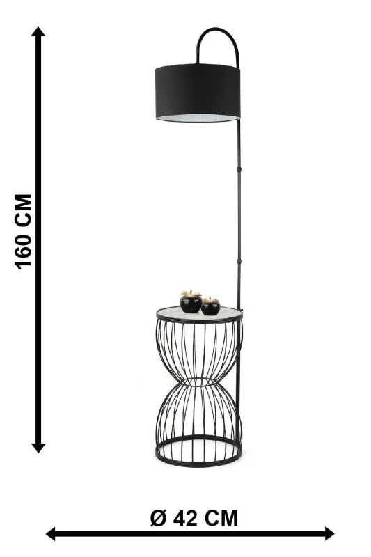 Venezia Floor Lamp Black Marble Wood Black Shade-Black - 5