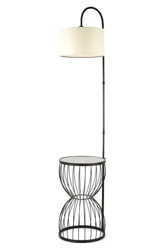 Venezia Floor Lamp Black Marble Wood Cream Shade-Black - BEGÜSA (1)