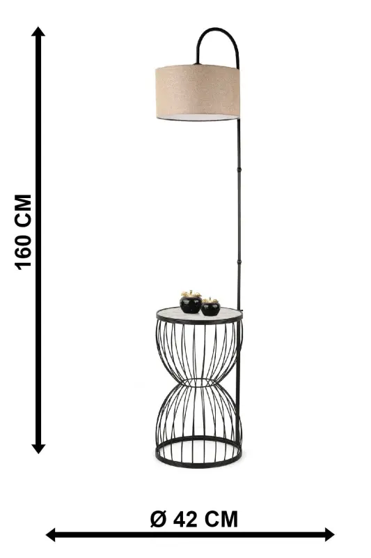 Venezia Floor Lamp Black Marble Wood Rattan Shade-Black - 5