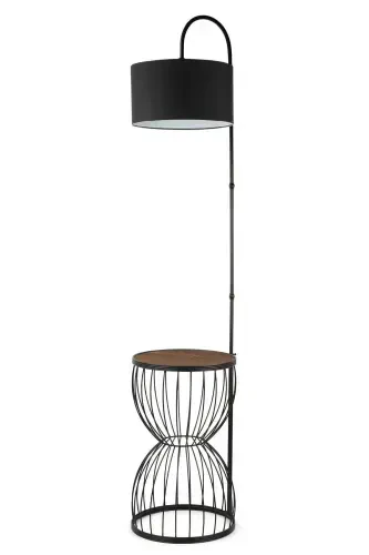 Venezia Floor Lamp Black Walnut Wood Black Shade-Black - BEGÜSA (1)