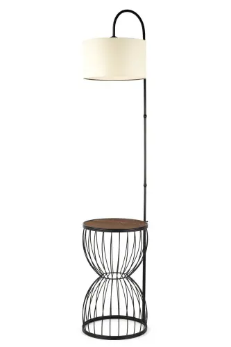 Venezia Floor Lamp Black Walnut Wood Cream Shade-Black - BEGÜSA (1)